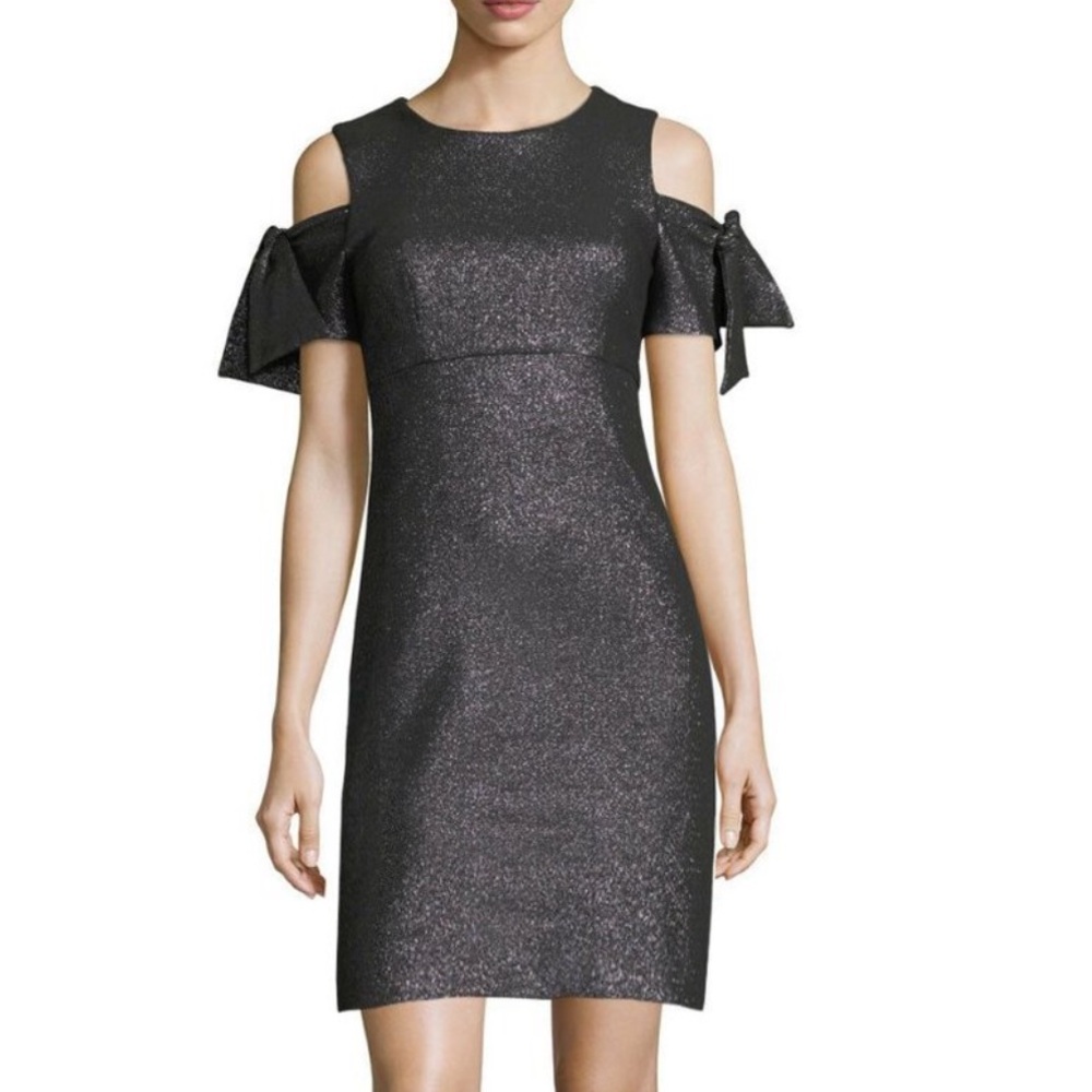Shimmery Black Cold Shoulder Dress